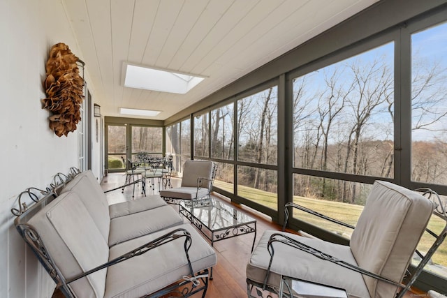 sunroom with wooden ceiling