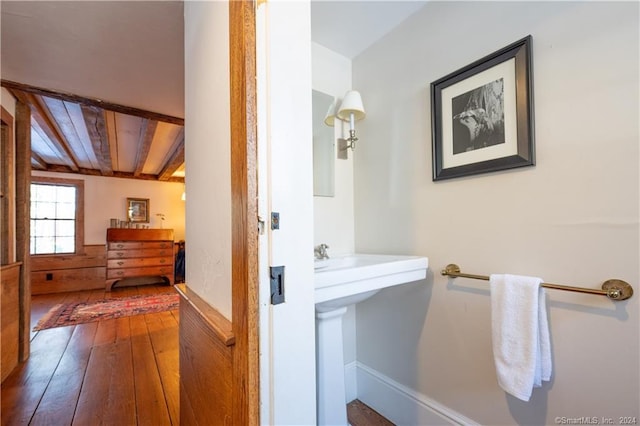 bathroom featuring hardwood / wood-style floors