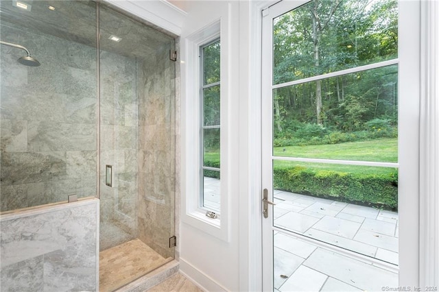 bathroom featuring walk in shower