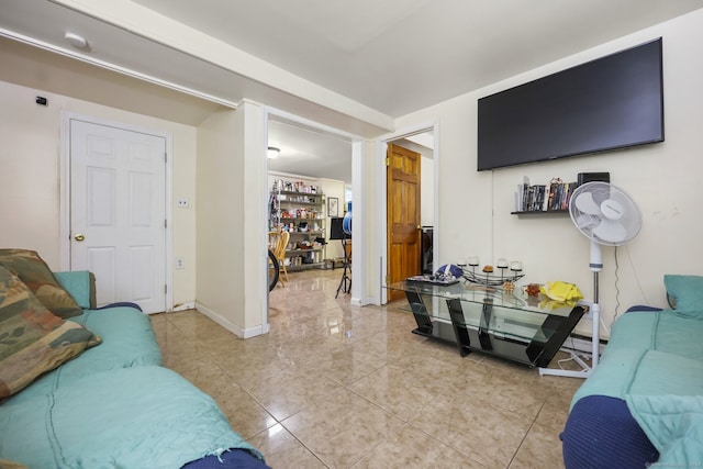 view of tiled living room