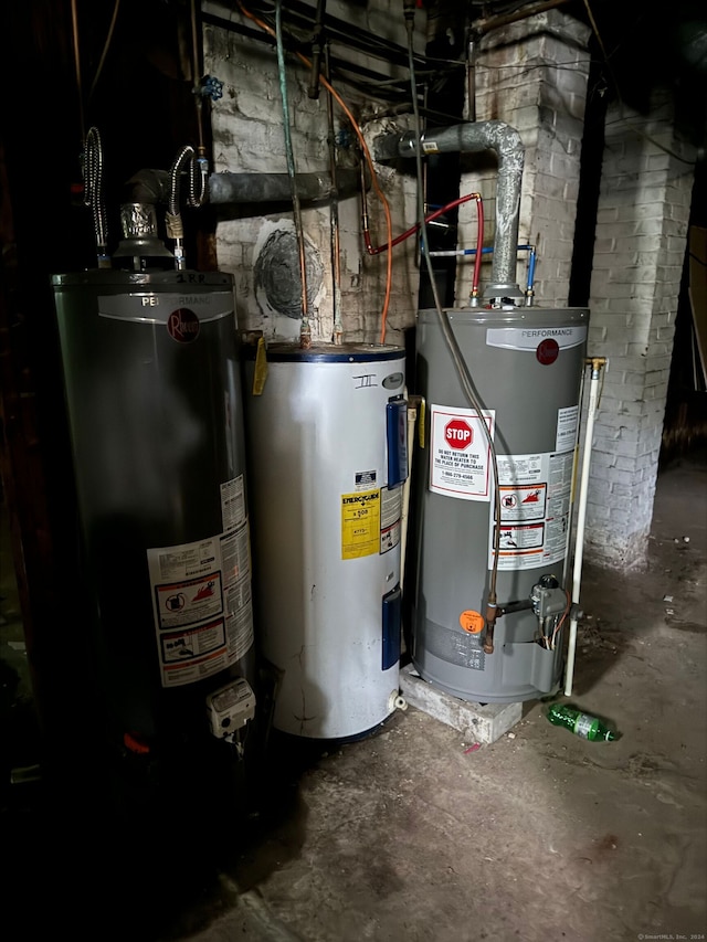 utility room with water heater