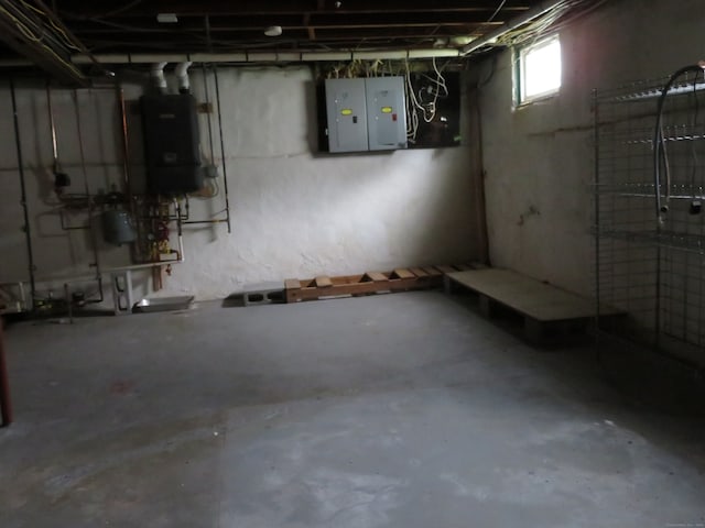 basement with electric panel