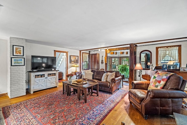 living room featuring hardwood / wood-style flooring