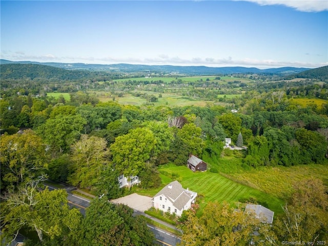 birds eye view of property with a mountain view