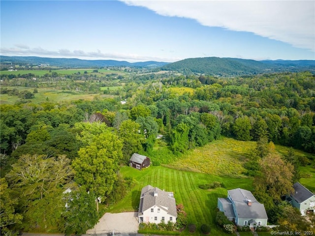 aerial view with a mountain view