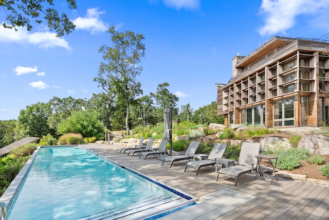 view of pool with a deck