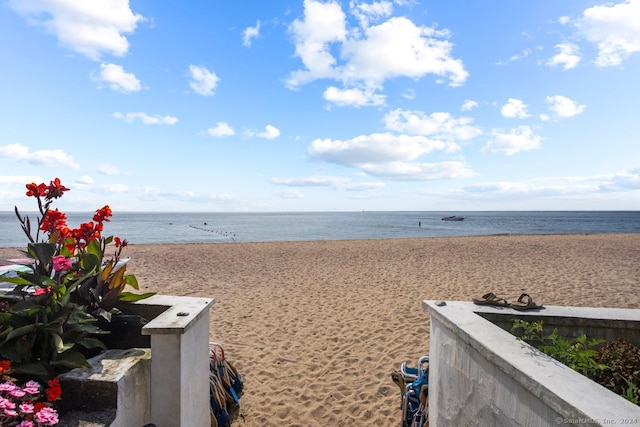 view of water feature with a view of the beach