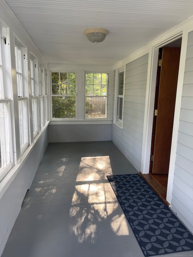 view of unfurnished sunroom