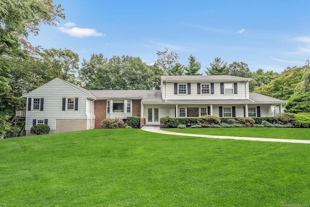 view of front of home with a front yard