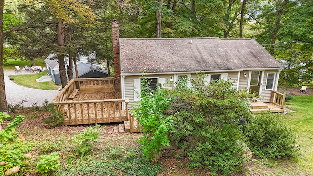 view of front facade with a deck