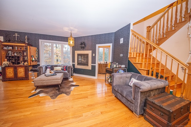 living room featuring light wood-type flooring