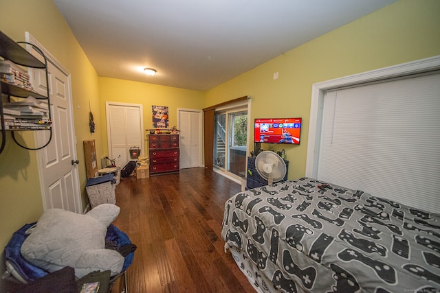 bedroom featuring dark hardwood / wood-style floors