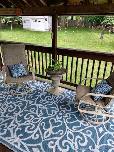 deck with a lawn