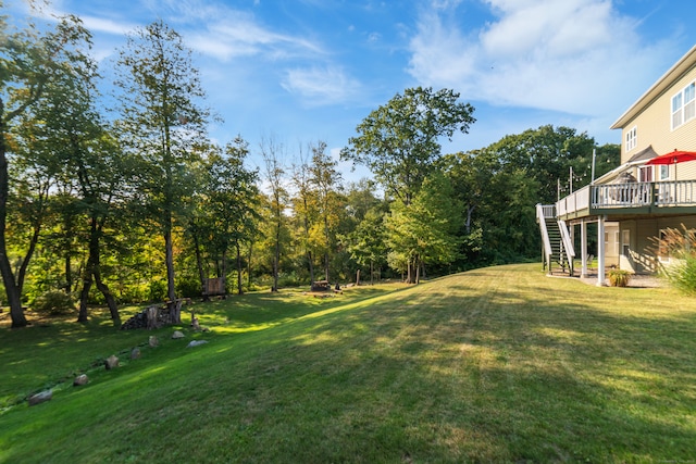 view of yard featuring a deck