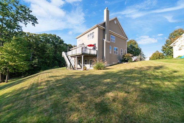 view of yard featuring a wooden deck