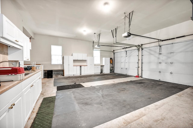 garage featuring a garage door opener and sink