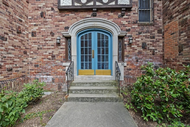 view of exterior entry with french doors