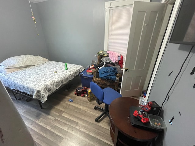 bedroom with wood-type flooring