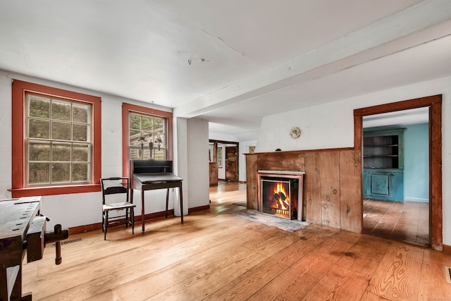 interior space with light hardwood / wood-style floors