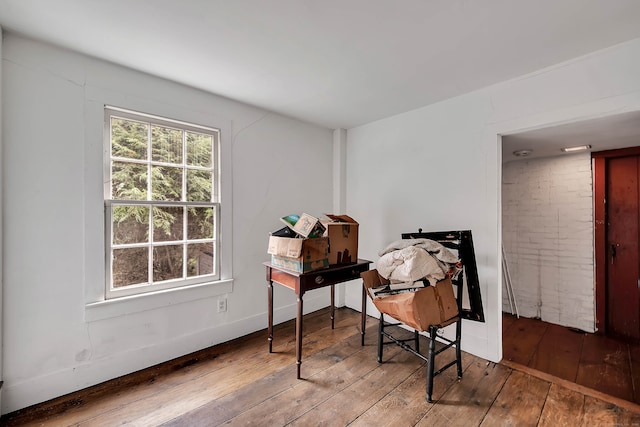 living area featuring hardwood / wood-style flooring