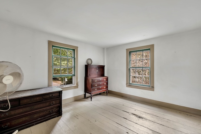 sitting room with light hardwood / wood-style flooring and a wealth of natural light