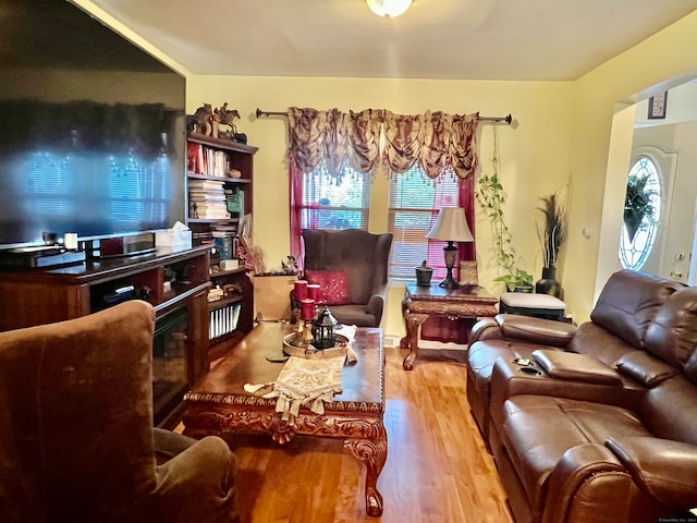 living room with light wood-type flooring