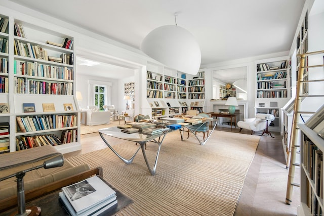 living area with wood-type flooring