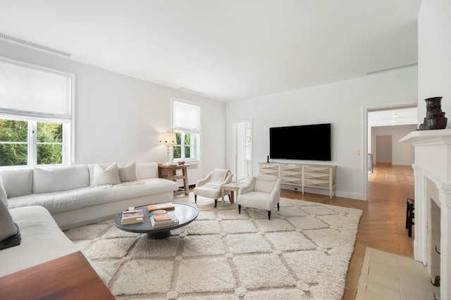 living room featuring light hardwood / wood-style flooring