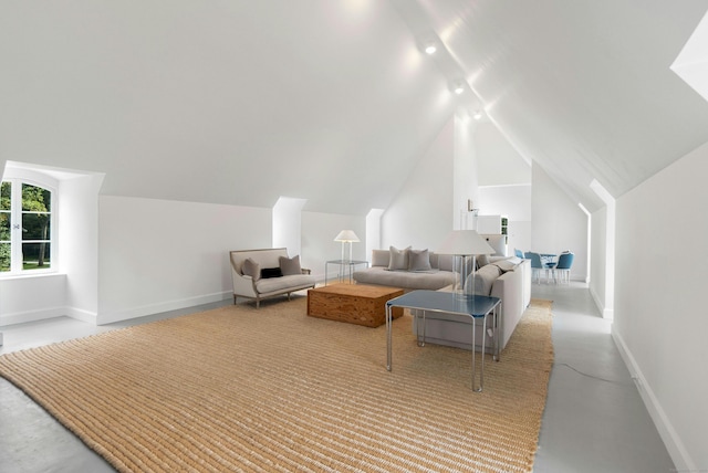 bonus room featuring light carpet and vaulted ceiling