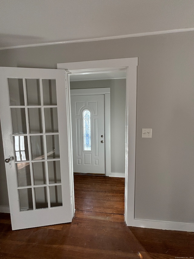 foyer featuring dark hardwood / wood-style floors