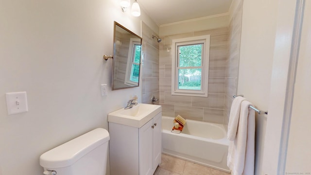 23 Nassau Cir E, Hartford, CT 06118 - bathroom featuring vanity, tile patterned floors, washtub / shower combination, and ornamental molding