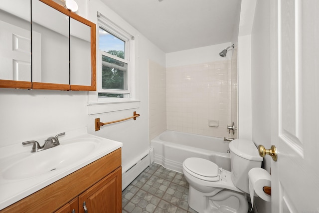 251 Stevens St, Bristol, CT 06010 - full bath with a baseboard heating unit, vanity, and shower / washtub combination