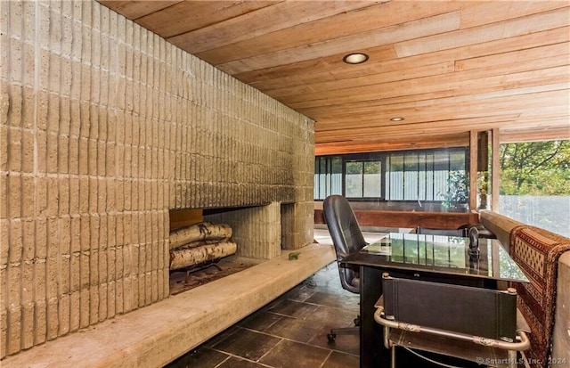 interior space with wooden ceiling