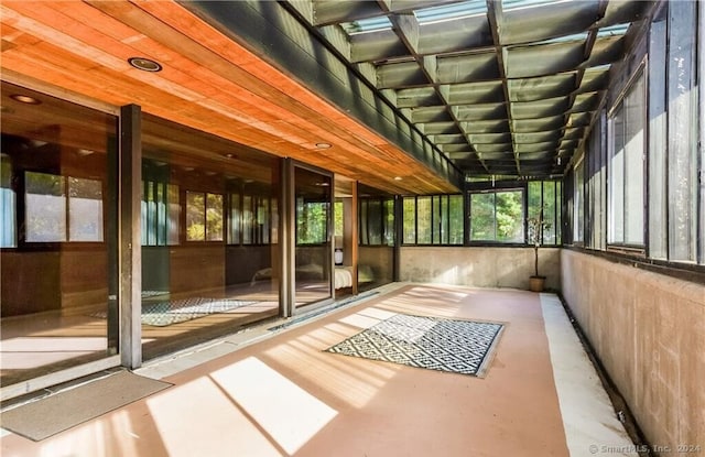 view of unfurnished sunroom