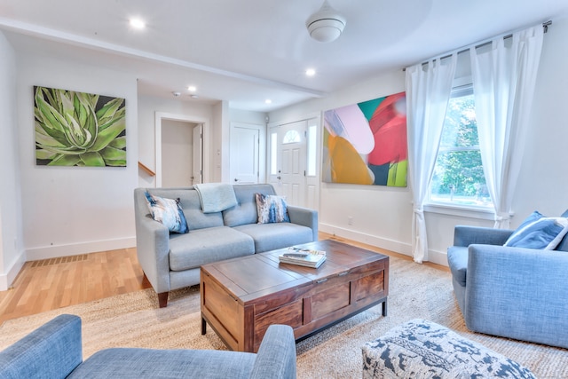 living room featuring light hardwood / wood-style flooring