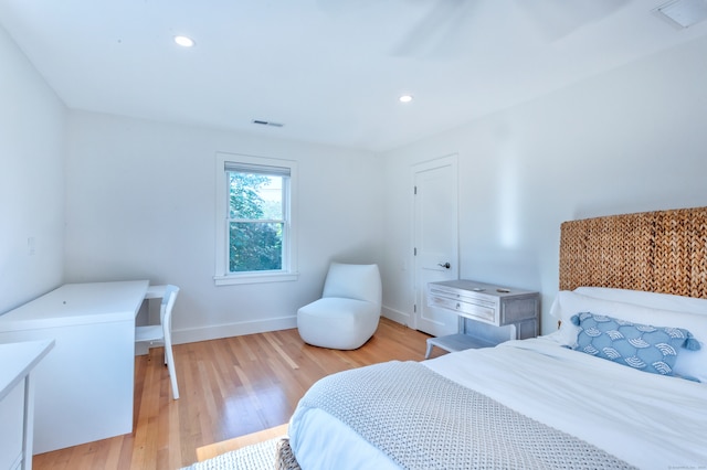 bedroom featuring light hardwood / wood-style flooring