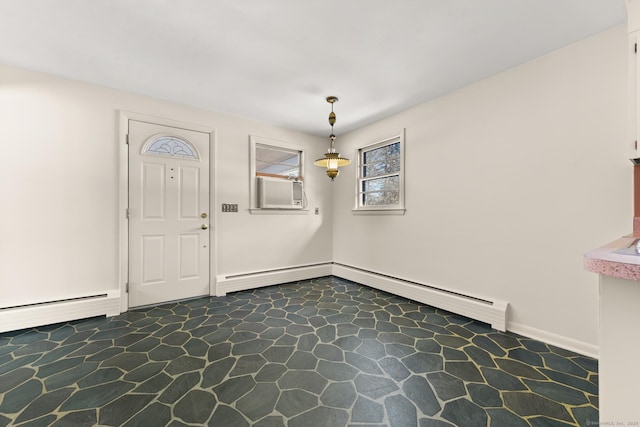 entryway featuring a baseboard radiator and cooling unit