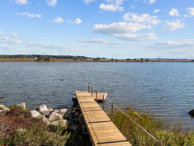 view of dock featuring a water view