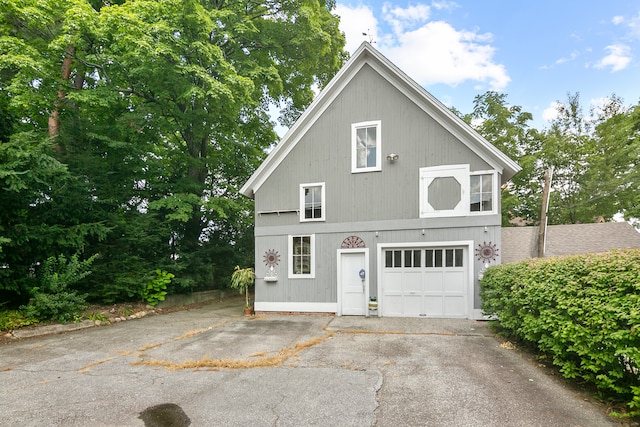 exterior space with a garage