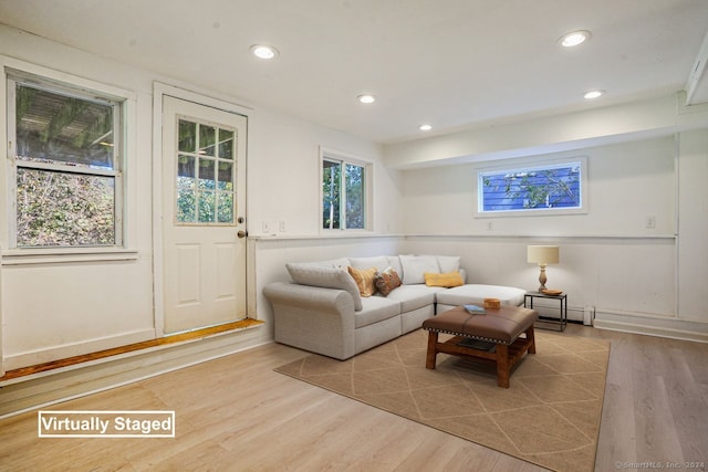 living room featuring light hardwood / wood-style flooring