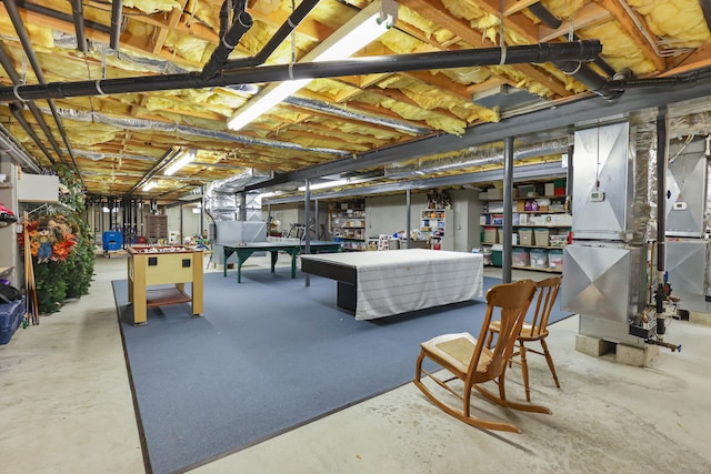 miscellaneous room featuring concrete flooring and billiards