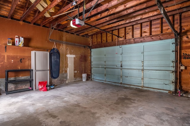 garage with a garage door opener