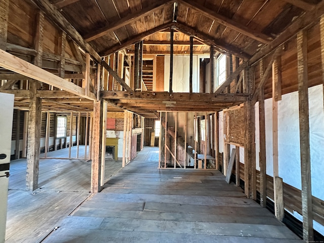 miscellaneous room with vaulted ceiling and wooden ceiling