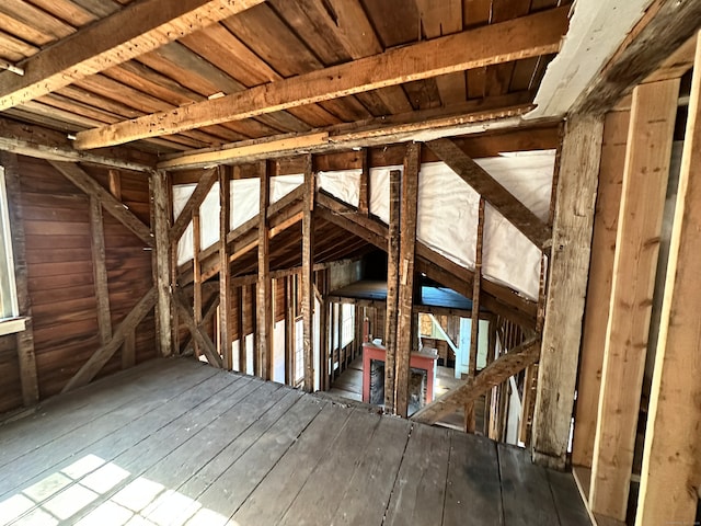 view of unfinished attic