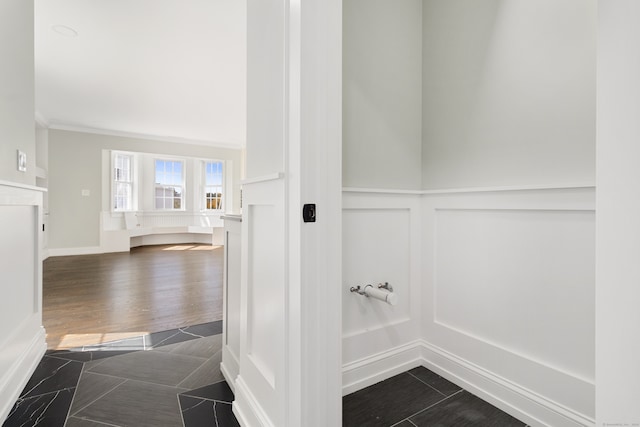 bathroom with hardwood / wood-style flooring