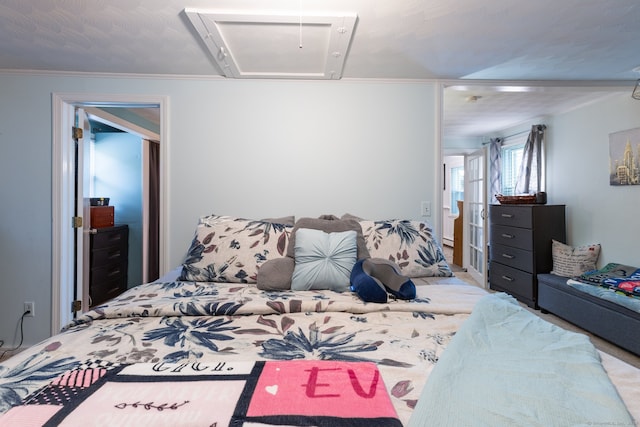 bedroom featuring ornamental molding