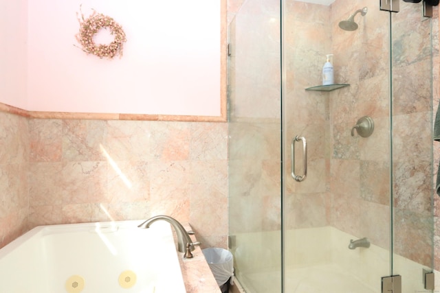 25 Muriel St, Norwalk, CT 06851 - full bathroom with a whirlpool tub, tile walls, and a shower stall