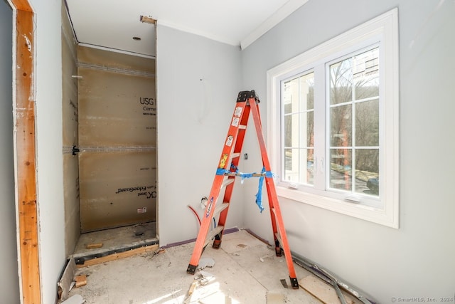 interior space featuring ornamental molding