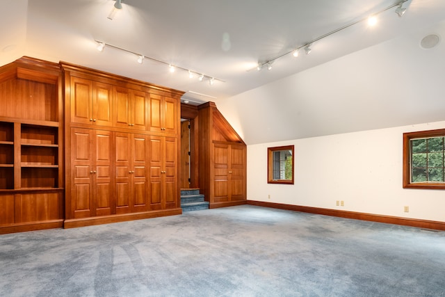 bonus room featuring carpet and vaulted ceiling