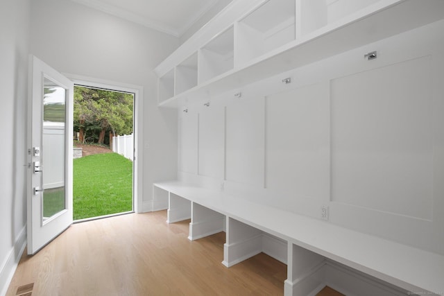 mudroom with light wood-type flooring